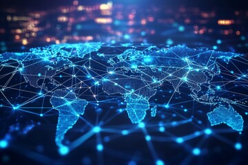 Obraz premium Global Digital Business Network Connection Illustration created with Generative AI