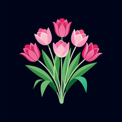 bouquet of pink tulips vector isolated illustration design