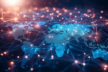 Global Digital Business Network Connection Illustration created with Generative AI