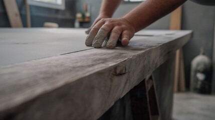 Tile installer laying new tiles in a bathroom, meticulously aligning each piece and applying grout to create a durable and attractive surface