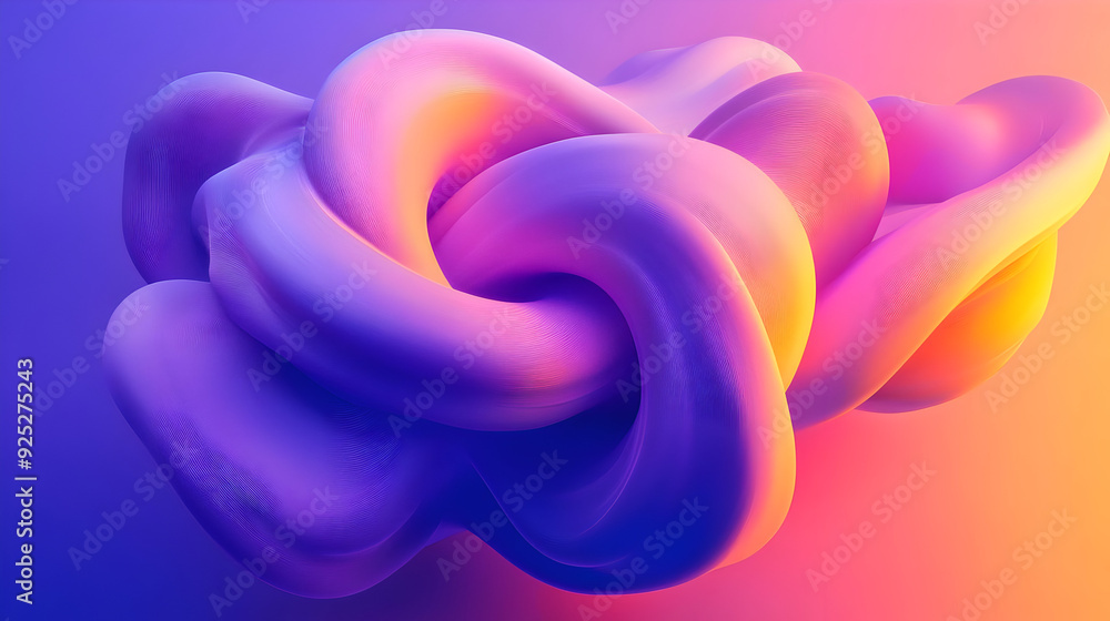 Poster a colorful, abstract 3d shape with smooth curves and gradients.