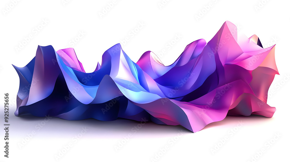 Poster A colorful, abstract 3D wave-like structure with smooth gradients and flowing shapes.