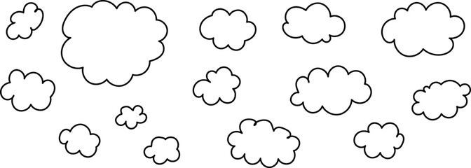 Hand drawn clouds. Illustration of a child's drawing on a transparent background for your design. Clouds are hand drawn