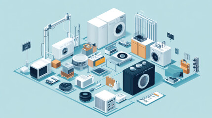 Infographic illustrating the home appliance manufacturing process