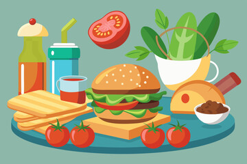 Burger Set Vector Illustration