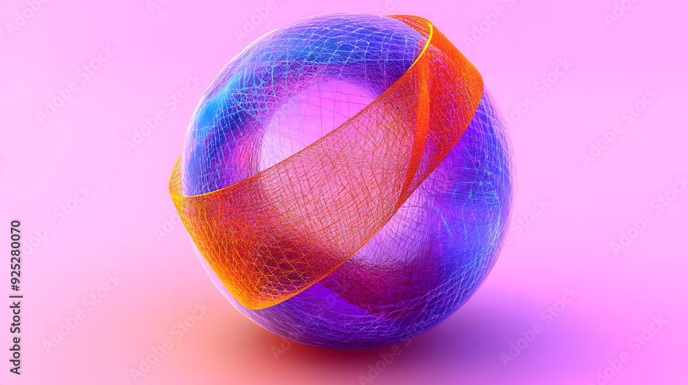 Poster A colorful, abstract sphere with a mesh overlay, set against a gradient background.