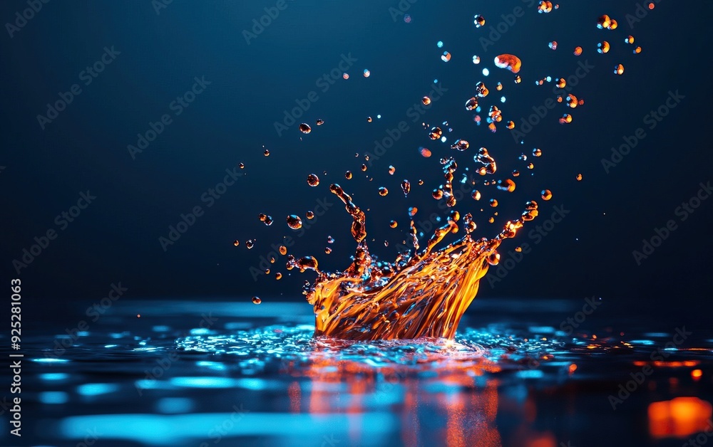 Aufkleber a stunning splash of water droplets creating mesmerizing patterns against a dark and moody backgroun