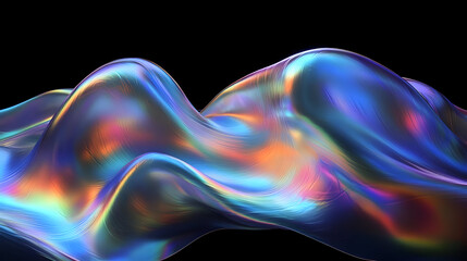 A colorful, abstract wave-like structure with smooth, reflective surfaces.