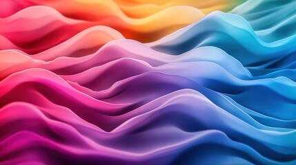 Obraz premium Layered abstract waves in a full spectrum of colors, flowing horizontally to create a vibrant and dynamic background illustration,