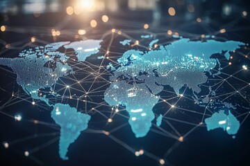 Global Digital Business Network Connection Illustration created with Generative AI