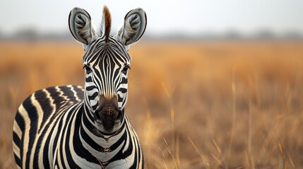 Naklejka premium a zebra is looking at the camera
