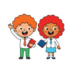 Vibrant vector cartoon of cheerful school kids in uniform for Back to School Day design concept.