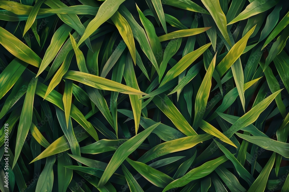 Aufkleber detailed view of overlapping blades of green grass in a seamless pattern, patterns of blades of gras
