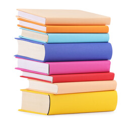 Stack of colorful books isolated on white