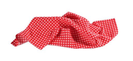 Red checkered picnic tablecloth isolated on white
