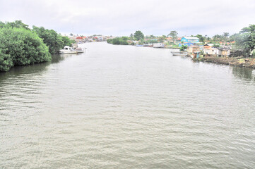 Obraz premium View of Belize city from the Belize river