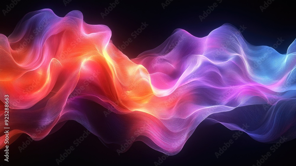 Poster Abstract Colorful Wavy Lines and Curves