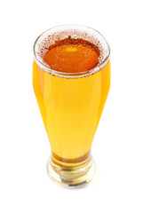 Glass of light beer isolated on white