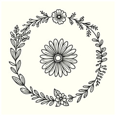 Vector Hand Drawing Flower Frame 04