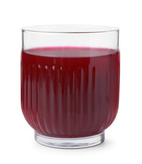 Fresh beet juice in glass isolated on white