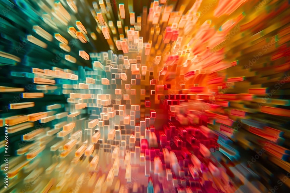 Poster multicolored object showcasing vibrant hues in highspeed motion, capturing the blend and separation 