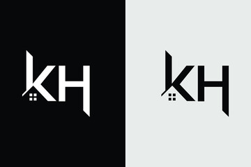 Obraz premium Minimal awesome trendy professional Letter KH in vector for Real Estate , Property and Construction Logo design for business, 