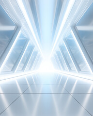 Obraz premium Abstract white and blue background Hallway atmosphere In the laboratory