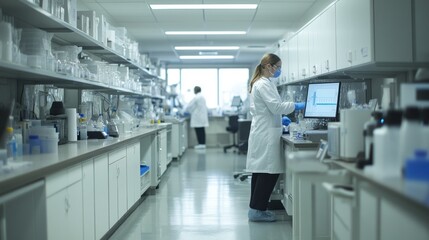 Obraz premium Lab Technician Working in a Modern Laboratory