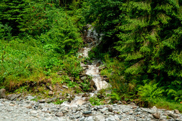 Waterfall after rain in the mountains