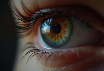 Fototapeta premium A raw professional photo, high detailed, extreme close-up of a human eyeball
