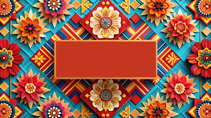 National hispanic heritage geometric colorful concept design floral pattern background