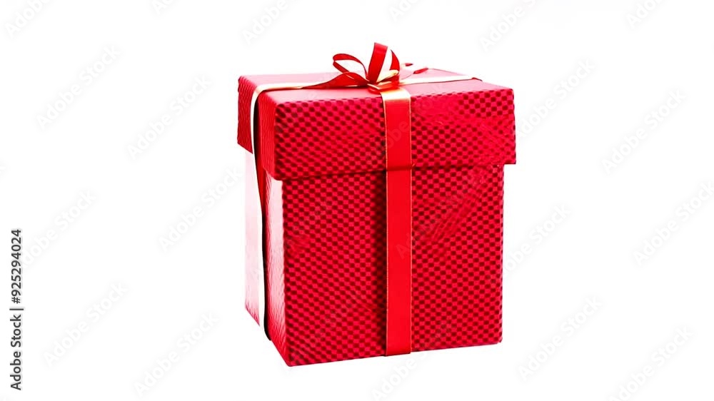 Poster red gift box isolated on a transparent background ready for gifting generative ai