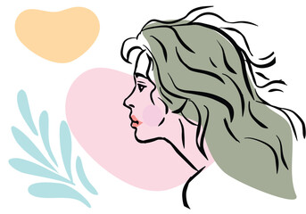 Line drawing woman . Modern Minimalist Style. Vector Illustration For Posters, t-shirts prints 