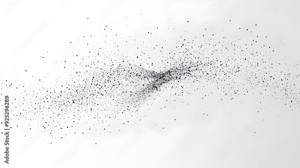 Poster a dynamic abstract representation of particles dispersing in space.