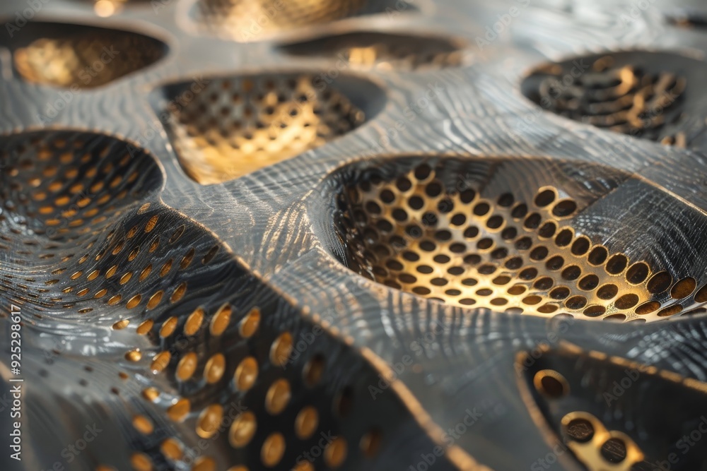 Poster detailed shot of a metal object with multiple holes in it, push the boundaries of technology by inco