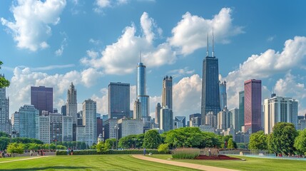Fototapeta premium Chicago Skyline: A Breathtaking View of Modern Architecture