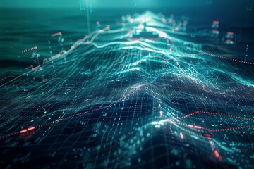 Radar data displaying the movement of naval ships through lines and dots, Radar data displaying the movement of naval ships in open waters