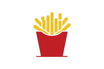 box of french fries flat vector illustration clipart isolated on white background