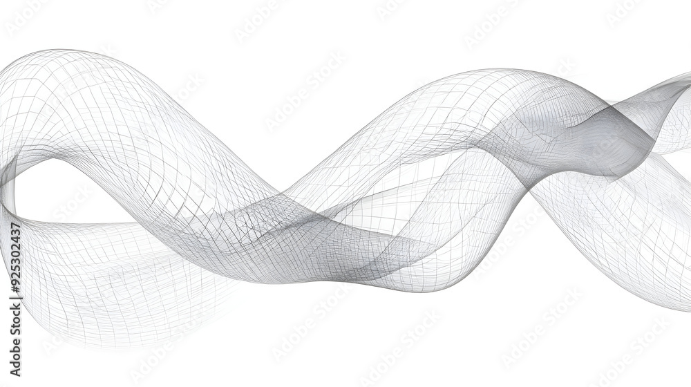 Poster a flowing abstract wave design in a wireframe style, showcasing movement and elegance.