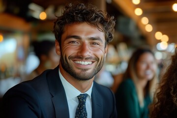 Obraz premium Handsome Man in Suit Smiling at the Camera