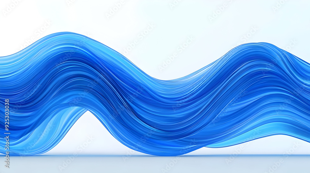 Poster a flowing wave of blue lines creates a dynamic and abstract visual effect.