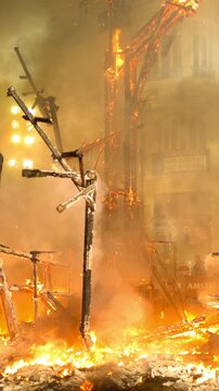 las fallas in valencia where the paper mache statues are burned in vertical