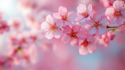 Obraz premium Delicate Pink Cherry Blossoms in Soft Focus