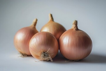 Fresh Brown Onions on White Background in Studio Lighting , ai