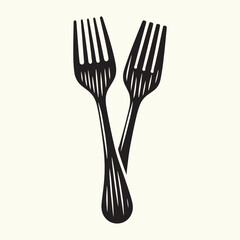 Wooden fork silhouette vector illustration