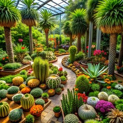 Fototapeta premium A botanical garden filled with rare and exotic plants from around the world