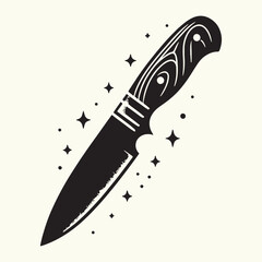 Wooden Handle Knife silhouette vector illustration