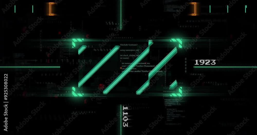 Poster loading bar animation over digital code and numbers on computer screen