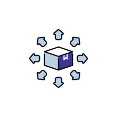 Distribution icon design with white background stock illustration