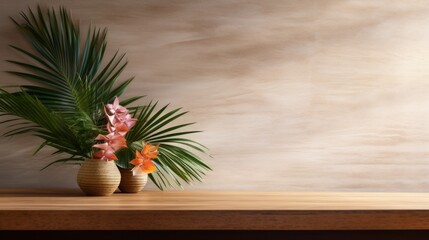 Minimalistic interior design of living room at nice apartment with stylish flower pot. Neural network ai generated art